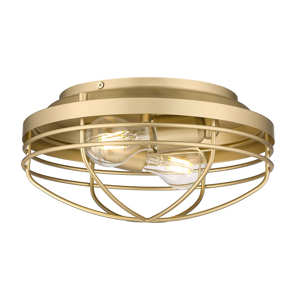 Golden Lighting 9808-FM BCB Seaport Flush Mount in Brushed Champagne Bronze with BCB Metal Cage